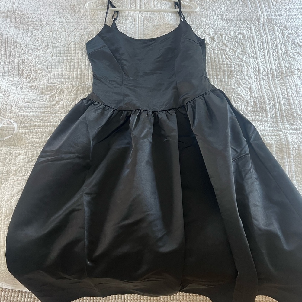 Cynthia Rowley Black Satin Midi Dress